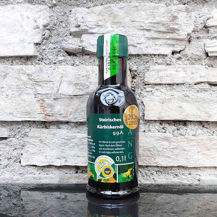 Steirisches Kürbisöl 0,1 Liter – kleine Flasche zum Probieren