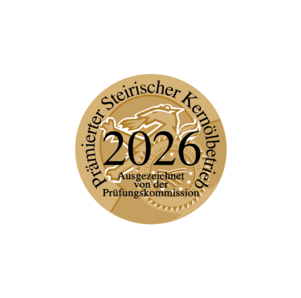 Prämierter Steirischer Kernölbetrieb 2026 – Goldplakette für Steirisches Kürbiskernöl g.g.A.